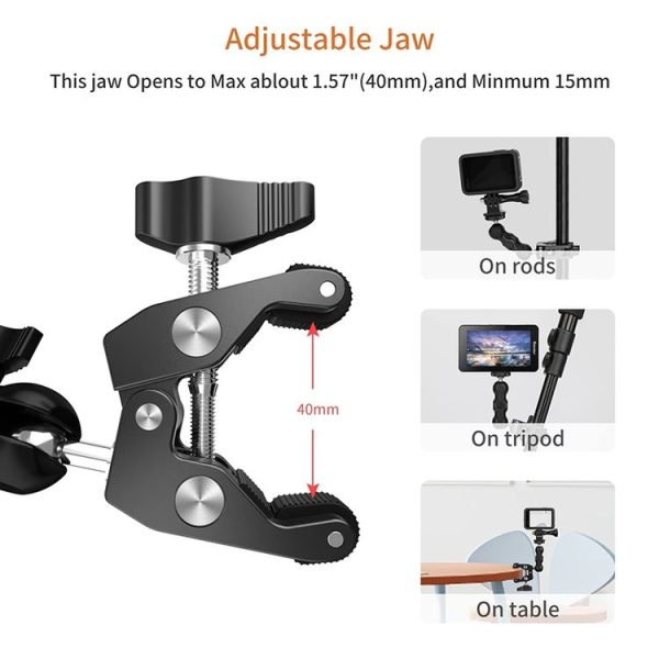 JMSUZ 124124 SLR Camera Rail Adjustable Clamp Crab Clamp+Magic Arm - Image 4