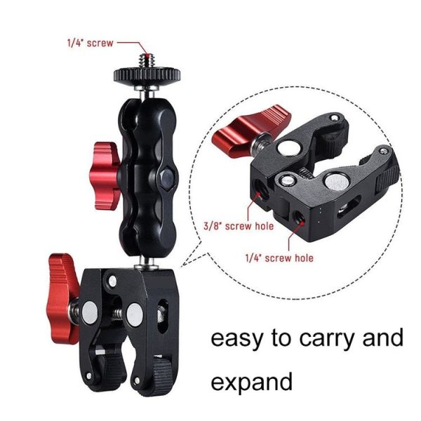 JMSUZ 124124 SLR Camera Rail Adjustable Clamp Crab Clamp+Magic Arm - Image 5