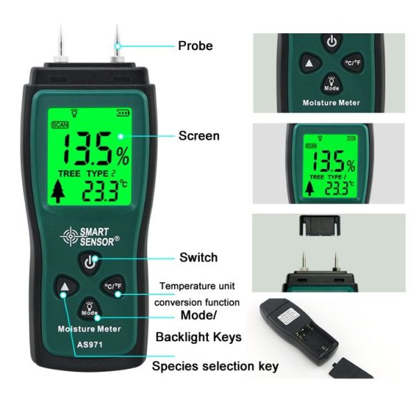 Smart Sensor AS971 Moisture Content Tester For Wood Furniture Making - Image 3