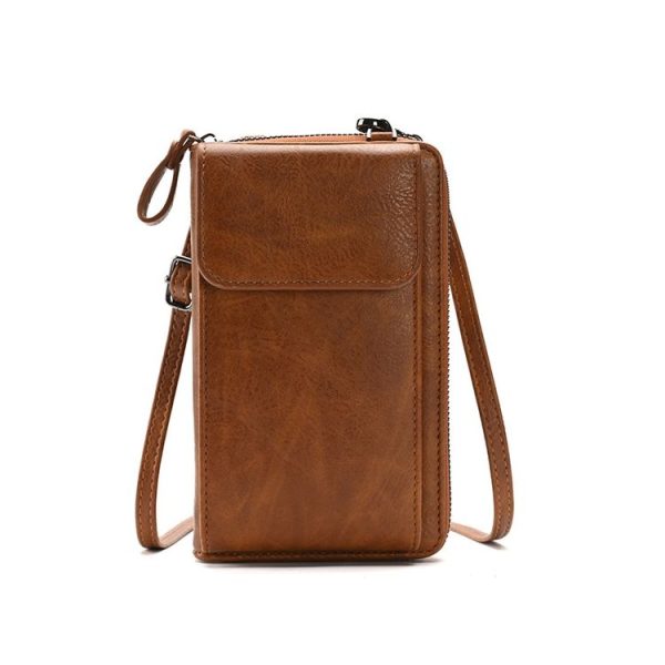 Lady Purse Shoulder Crossbody Bag Multi-functional Mobile Phone Bag (Brown)