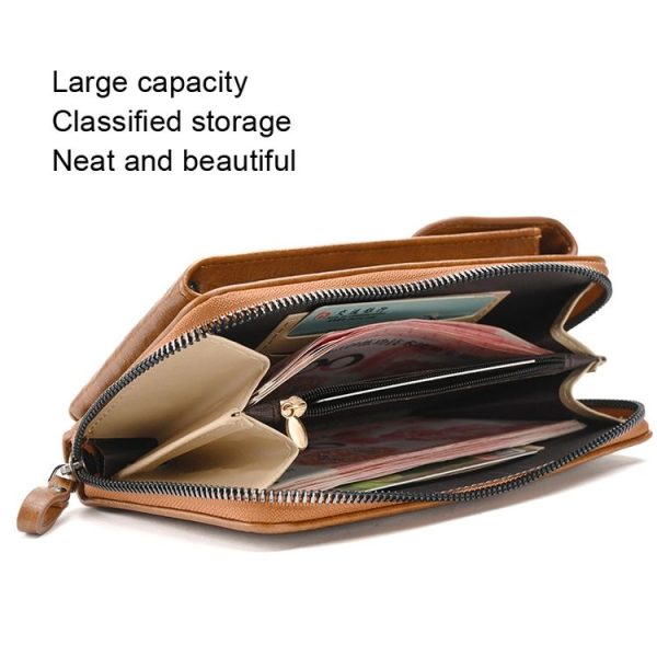 Lady Purse Shoulder Crossbody Bag Multi-functional Mobile Phone Bag (Brown) - Image 4