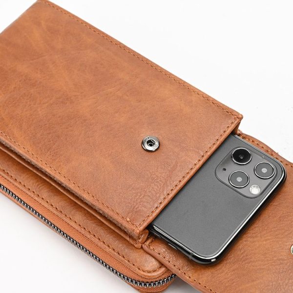 Lady Purse Shoulder Crossbody Bag Multi-functional Mobile Phone Bag (Brown) - Image 5