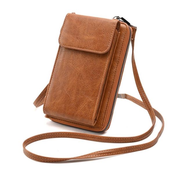 Lady Purse Shoulder Crossbody Bag Multi-functional Mobile Phone Bag (Brown) - Image 6