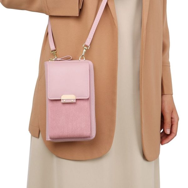 Women Shoulder Crossbody Bag Lock Small Square Bag Cell Phone Bag (Apricot) - Image 6
