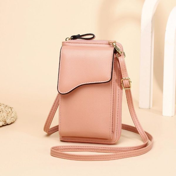 Shoulder Crossbody Bag Large Capacity Ladies Long Purse Mobile Phone Bag (Pink)
