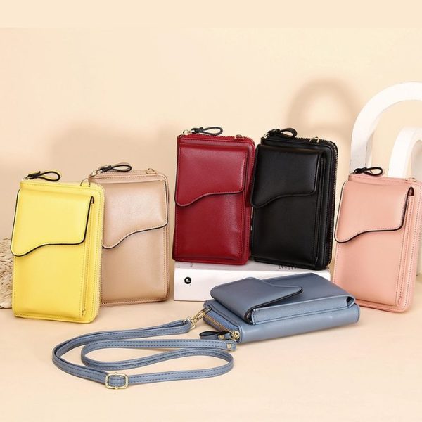 Shoulder Crossbody Bag Large Capacity Ladies Long Purse Mobile Phone Bag (Pink) - Image 2