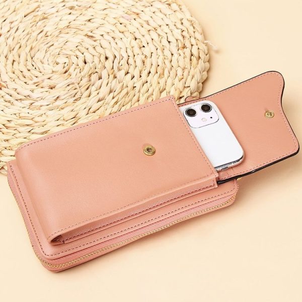 Shoulder Crossbody Bag Large Capacity Ladies Long Purse Mobile Phone Bag (Pink) - Image 4
