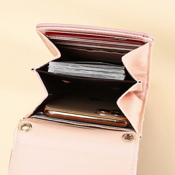 Cross-slung Woman Bag Buckle Shoulder Bag Crocodile Print Phone Bag (Pink) - Image 3