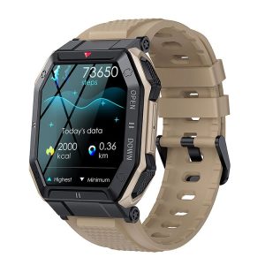 Heart Rate Blood Pressure Blood Oxygen Monitoring Outdoor Smart Bluetooth Watch (Khaki)