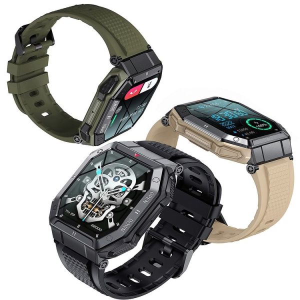 Heart Rate Blood Pressure Blood Oxygen Monitoring Outdoor Smart Bluetooth Watch (Khaki) - Image 2