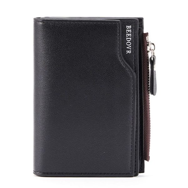 BEEDOVR 9902 Men Short Wallet Multi-card Zipper ID Bag (Black)