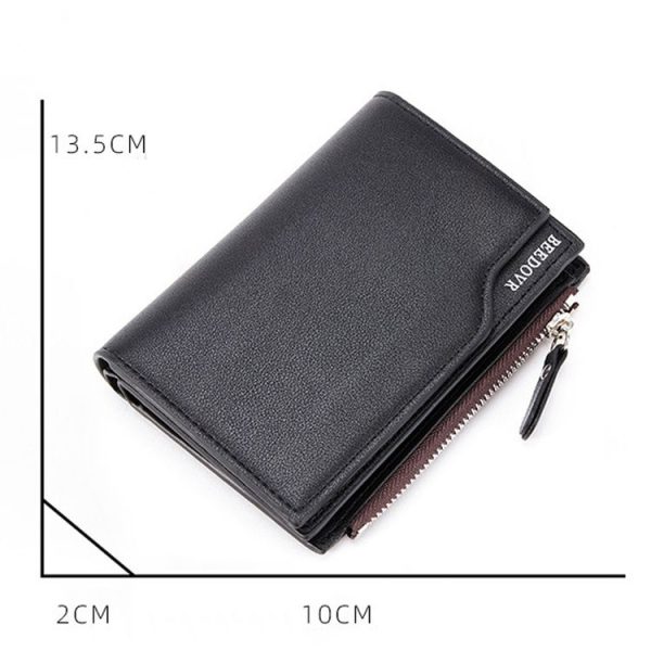 BEEDOVR 9902 Men Short Wallet Multi-card Zipper ID Bag (Black) - Image 3