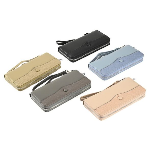 Women Purse Long Zipper Clutch Bag Large Capacity Cell Phone Bag (Blue) - Image 2