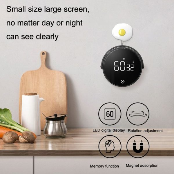 F1 Large Screen LED Electronic Rotating Kitchen Timer (Black) - Image 6