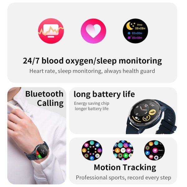 T5max 1.28 Inch Heart Rate / Blood Oxygen Monitoring Bluetooth Calling Smart Watch (Blue) - Image 4