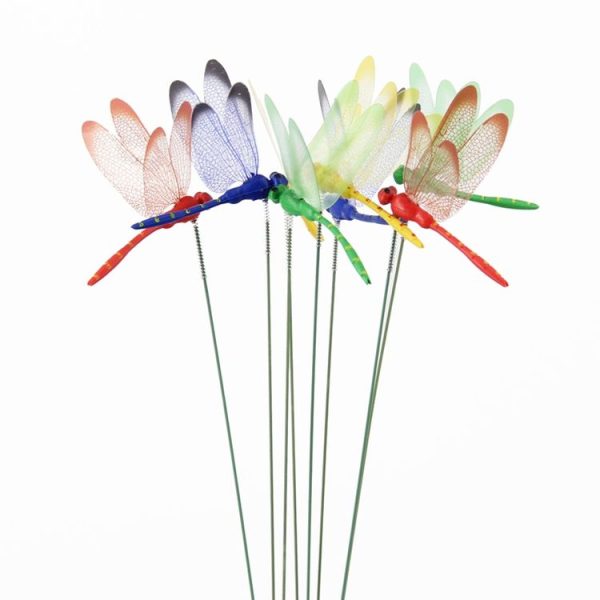 10pcs Simulation Plug Rod Magnetic Dragonfly Home Wall Garden Decoration (Red) - Image 2