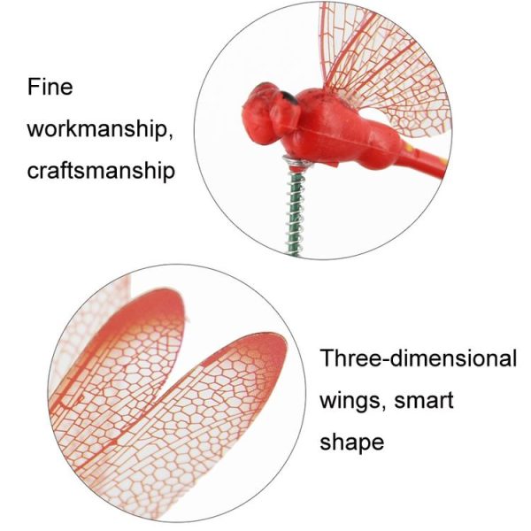 10pcs Simulation Plug Rod Magnetic Dragonfly Home Wall Garden Decoration (Red) - Image 3