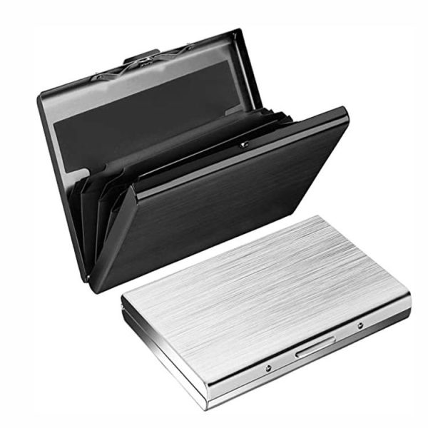 ZT-1563 RFID Anti-theft Aluminum Alloy Multi-compartment Business Card Case Card Holder (Black) - Image 2