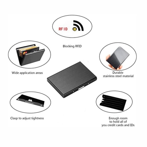 ZT-1563 RFID Anti-theft Aluminum Alloy Multi-compartment Business Card Case Card Holder (Black) - Image 4