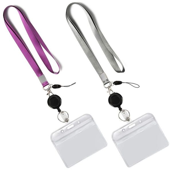 3 PCS TZ-003 Transparent PVC Horizontal ID Card Holder Badge (Horizontal Gray) - Image 2
