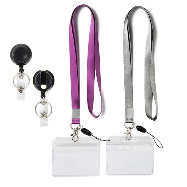 3 PCS TZ-003 Transparent PVC Horizontal ID Card Holder Badge (Horizontal Gray) - Image 5