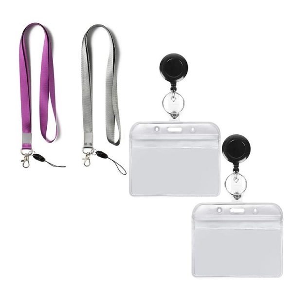 3 PCS TZ-003 Transparent PVC Horizontal ID Card Holder Badge (Horizontal Gray) - Image 6