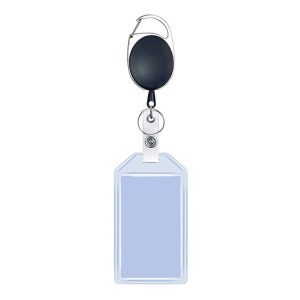 Multifunctional Retractable Waterproof Card Case Keychain Ring Card Sleeve (Vertical)