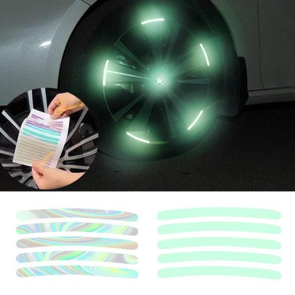 20pcs / Set Car Rainbow Wheel Hub Reflective Stickers Tire Luminous Warning Decoration, Color: Rainbow - Image 2