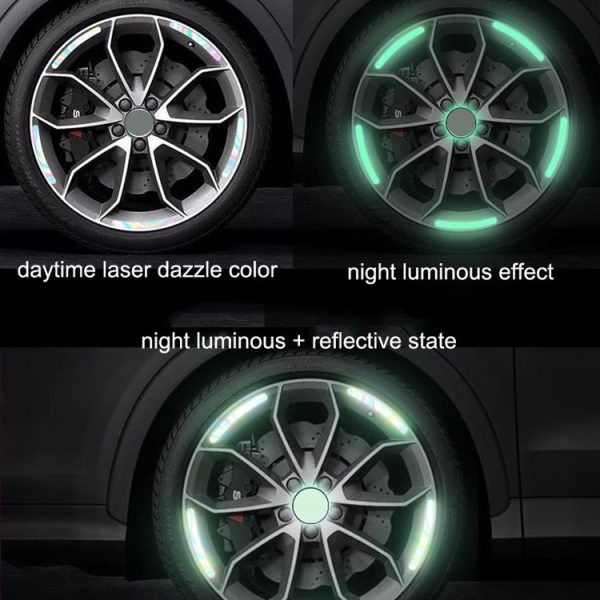 20pcs / Set Car Rainbow Wheel Hub Reflective Stickers Tire Luminous Warning Decoration, Color: Rainbow - Image 5