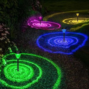 Outdoor Waterproof Intelligent Sensing LED Solar Lamp (Warm+Colorful Light)