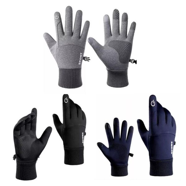 1 Pair With Velvet Waterproof Outdoor Cycling Cold and Wind-proof Warm Gloves, Size: One Size (Navy) - Image 2