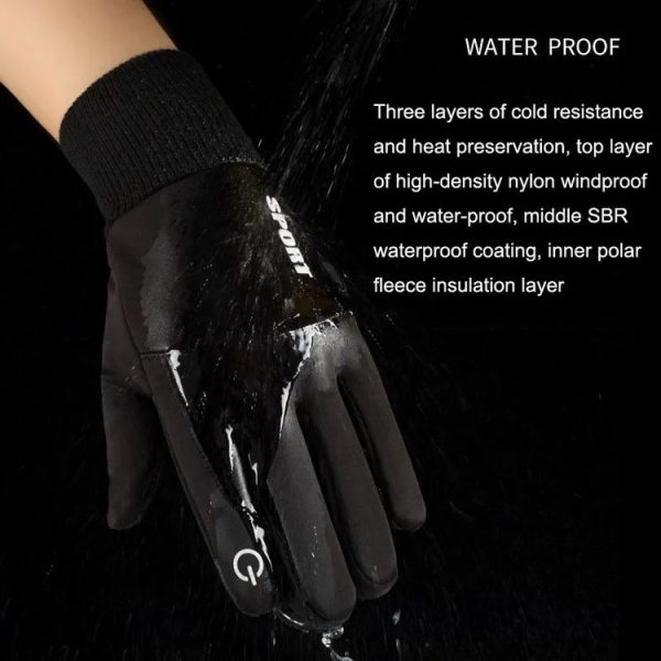 1 Pair With Velvet Waterproof Outdoor Cycling Cold and Wind-proof Warm Gloves, Size: One Size (Navy) - Image 6