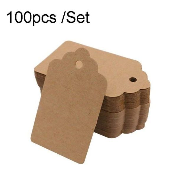 100pcs / Set Waves Kraft Paper Tags Christmas Wedding Party Kraft Paper Gift Hang Tags (Cowhide)
