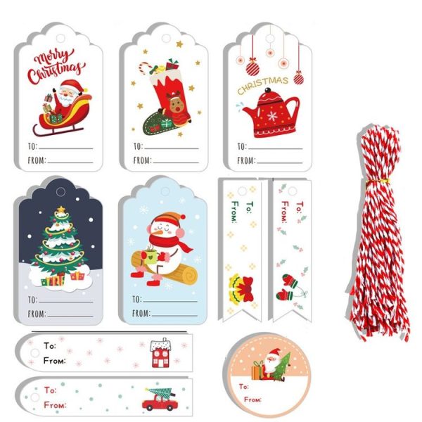 2 Packs 50pcs / set Christmas Kraft Paper Tags Gift Wrapping Paper Labels (Series 1)