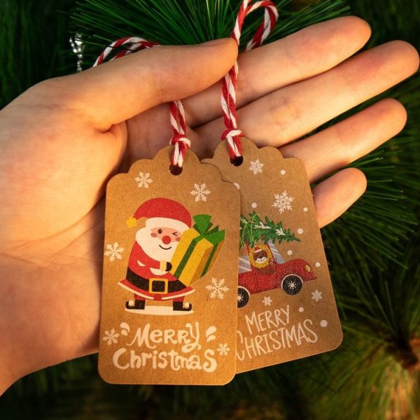 2 Packs 50pcs / set Christmas Kraft Paper Tags Gift Wrapping Paper Labels (Series 1) - Image 3