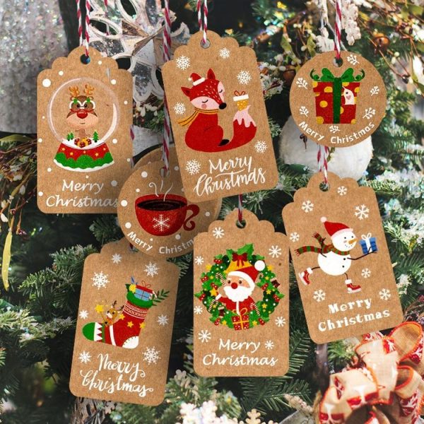 2 Packs 50pcs / set Christmas Kraft Paper Tags Gift Wrapping Paper Labels (Series 1) - Image 4