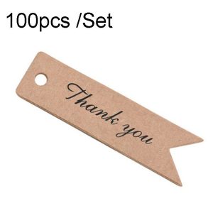 100pcs / Set Retro Baking Sticker Tag Swallow Tail Bookmark Gift Card, Style: Thand You (Cowhide)