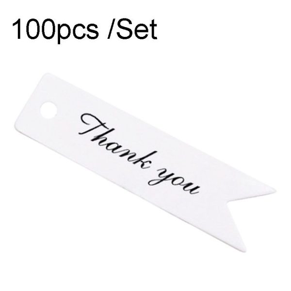 100pcs / Set Retro Baking Sticker Tag Swallow Tail Bookmark Gift Card, Style: Thand You (White)