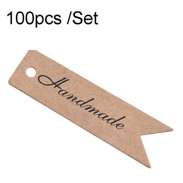100pcs / Set Retro Baking Sticker Tag Swallow Tail Bookmark Gift Card, Style: Handmade (Cowhide)