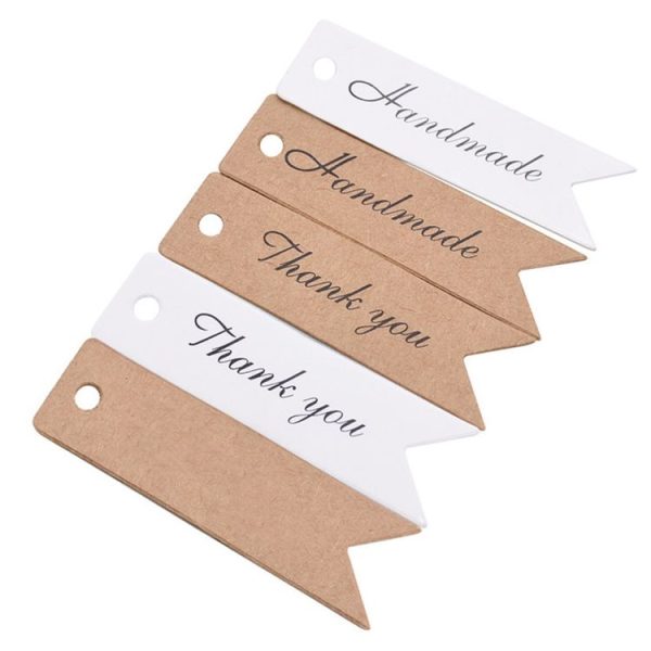 100pcs / Set Retro Baking Sticker Tag Swallow Tail Bookmark Gift Card, Style: Handmade (Cowhide) - Image 2