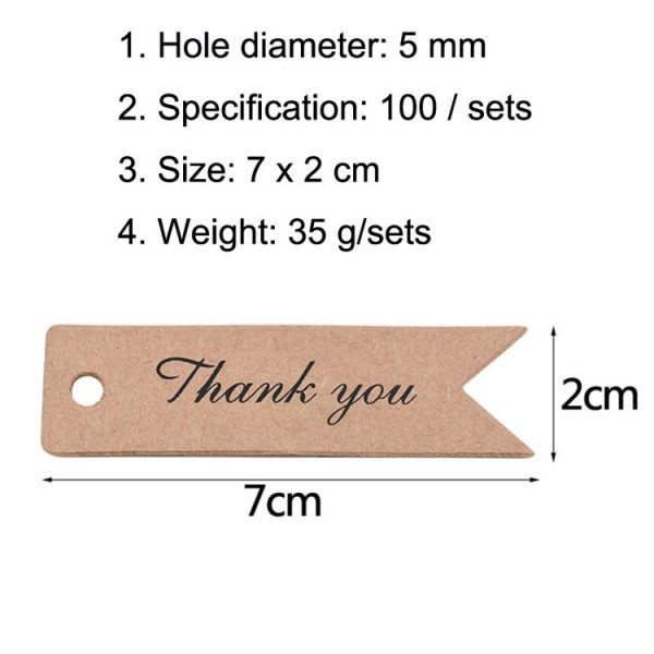 100pcs / Set Retro Baking Sticker Tag Swallow Tail Bookmark Gift Card, Style: Handmade (Cowhide) - Image 3