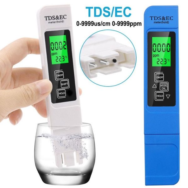 Backlight Model TDS & EC Water Quality Test Pen Meter Conductivity Test Pen (Blue) - Image 2