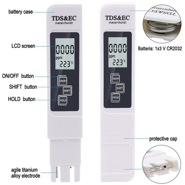 Backlight Model TDS & EC Water Quality Test Pen Meter Conductivity Test Pen (Blue) - Image 4