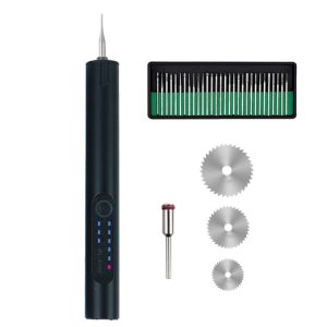A288 Electric Grinding Machine Small Handheld Carving Pen, Style: Black+Saw Blade+Grinding Head