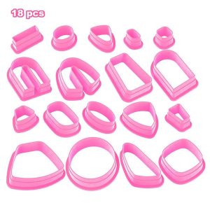 18 In 1 Soft Clay Earring Molds DIY Handmade Clay Cutter Clay Earrings Making Molds (Pink)