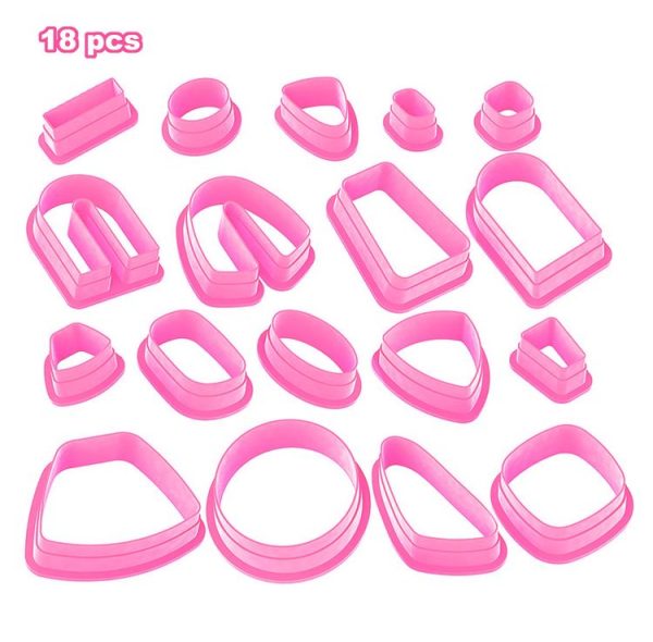 18 In 1 Soft Clay Earring Molds DIY Handmade Clay Cutter Clay Earrings Making Molds (Pink)
