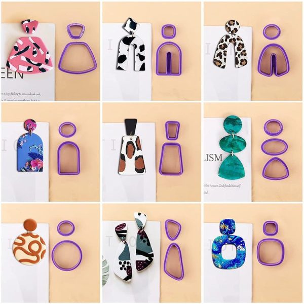 18 In 1 Soft Clay Earring Molds DIY Handmade Clay Cutter Clay Earrings Making Molds (Pink) - Image 2