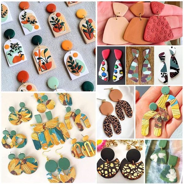 18 In 1 Soft Clay Earring Molds DIY Handmade Clay Cutter Clay Earrings Making Molds (Pink) - Image 4