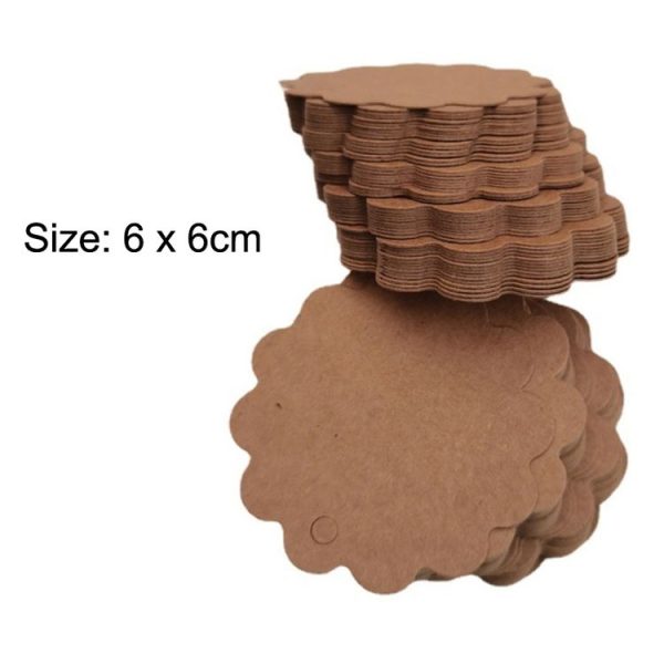 100pcs / Set Kraft Paper Tags Lace Round Blank Small Label (White) - Image 3