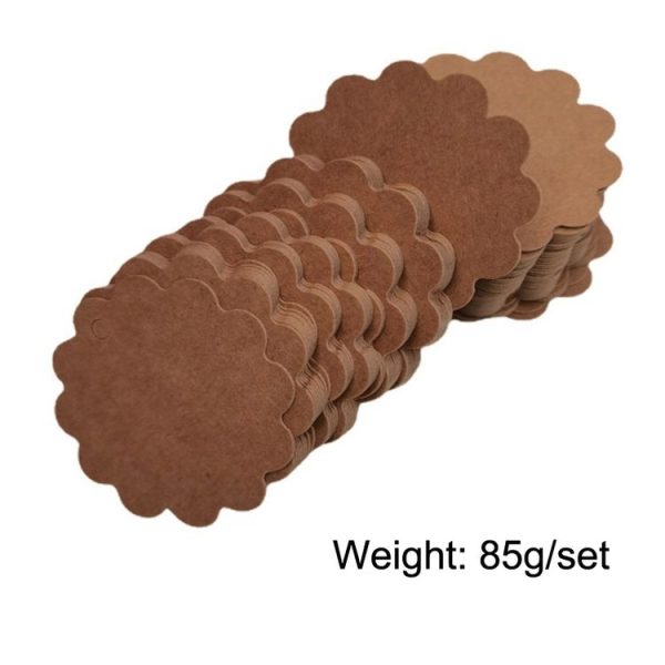 100pcs / Set Kraft Paper Tags Lace Round Blank Small Label (White) - Image 4